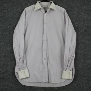 Stefano Ricci Shirt Mens 16.5 Purple Striped French Cuff Contrast Luxury Office